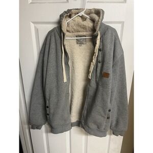 Original Brand Gray Fleece Full Zip Hooded Hoodie L Men's with Pockets